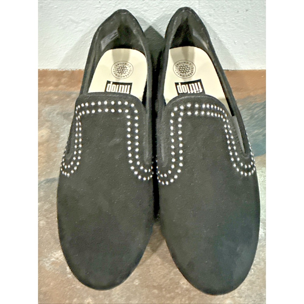 FitFlop Superskate Studded Black Suede Loafers Womens 7 EU 38 Worn Once